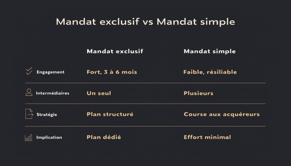 Comparaison mandat exclusif et mandat simple